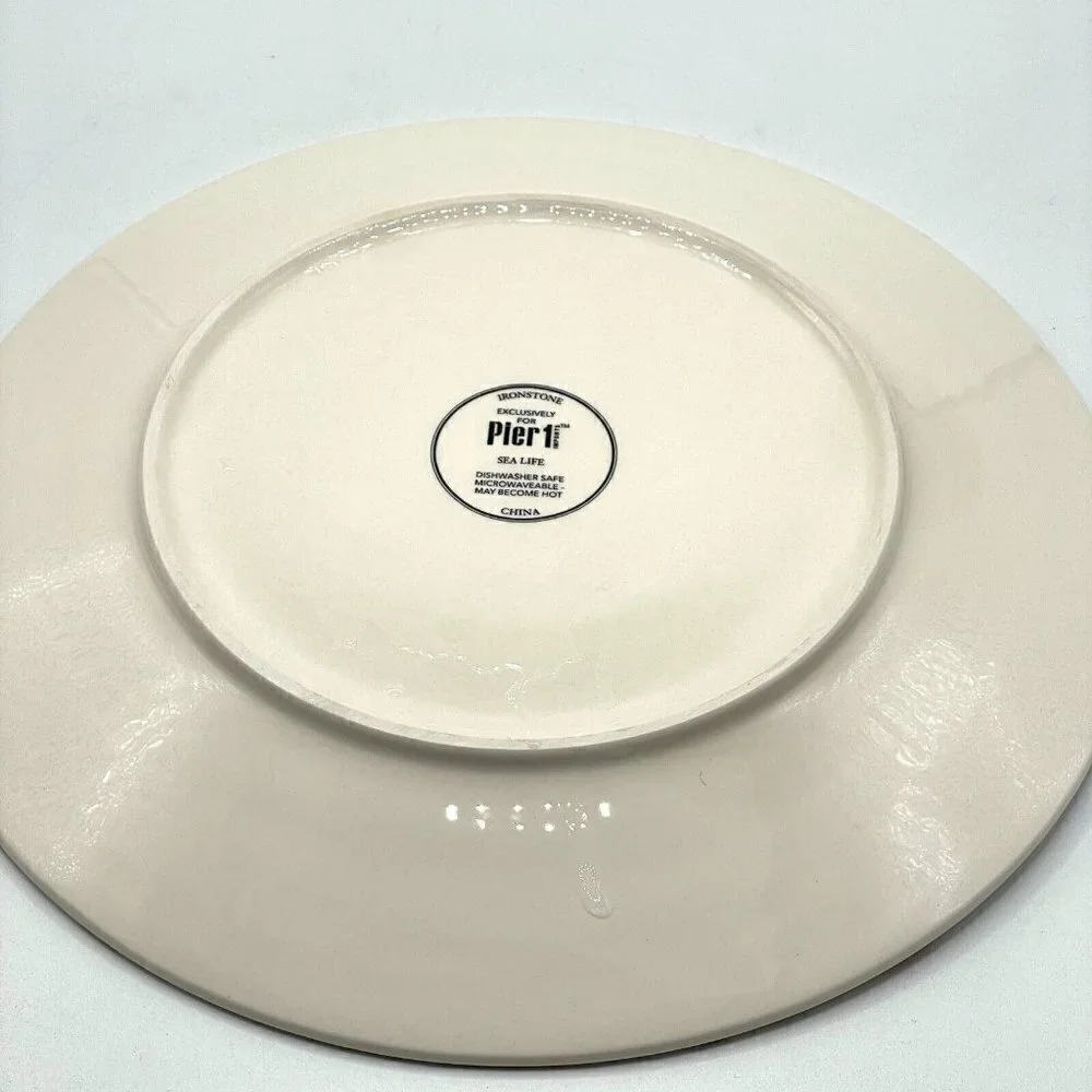 Pier 1 Sea Life RARE Discontinued Pattern Stoneware Ceramic Dinner Plate 10.75